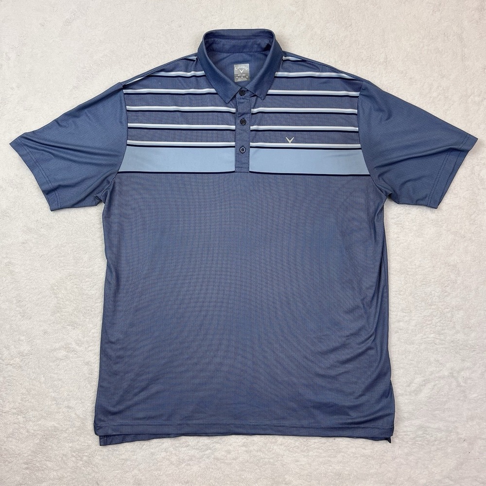 Callaway Men's XL Golf Club Print Opti Dri Short Sleeve Performance‎ Polo Shirt